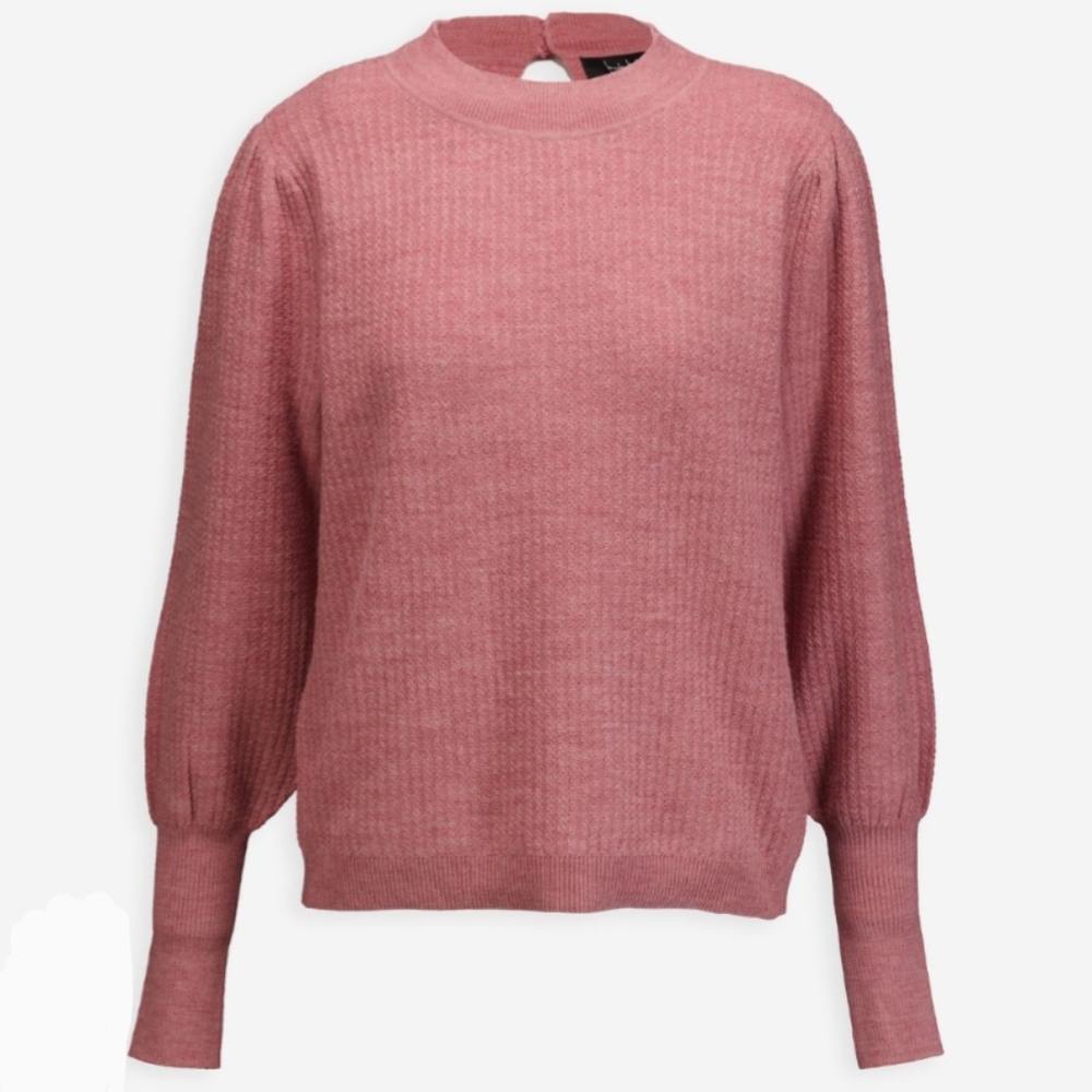 Nicole Miller New York Extra Fine Merino Wool Pink Cozy Crewneck Sweater New!